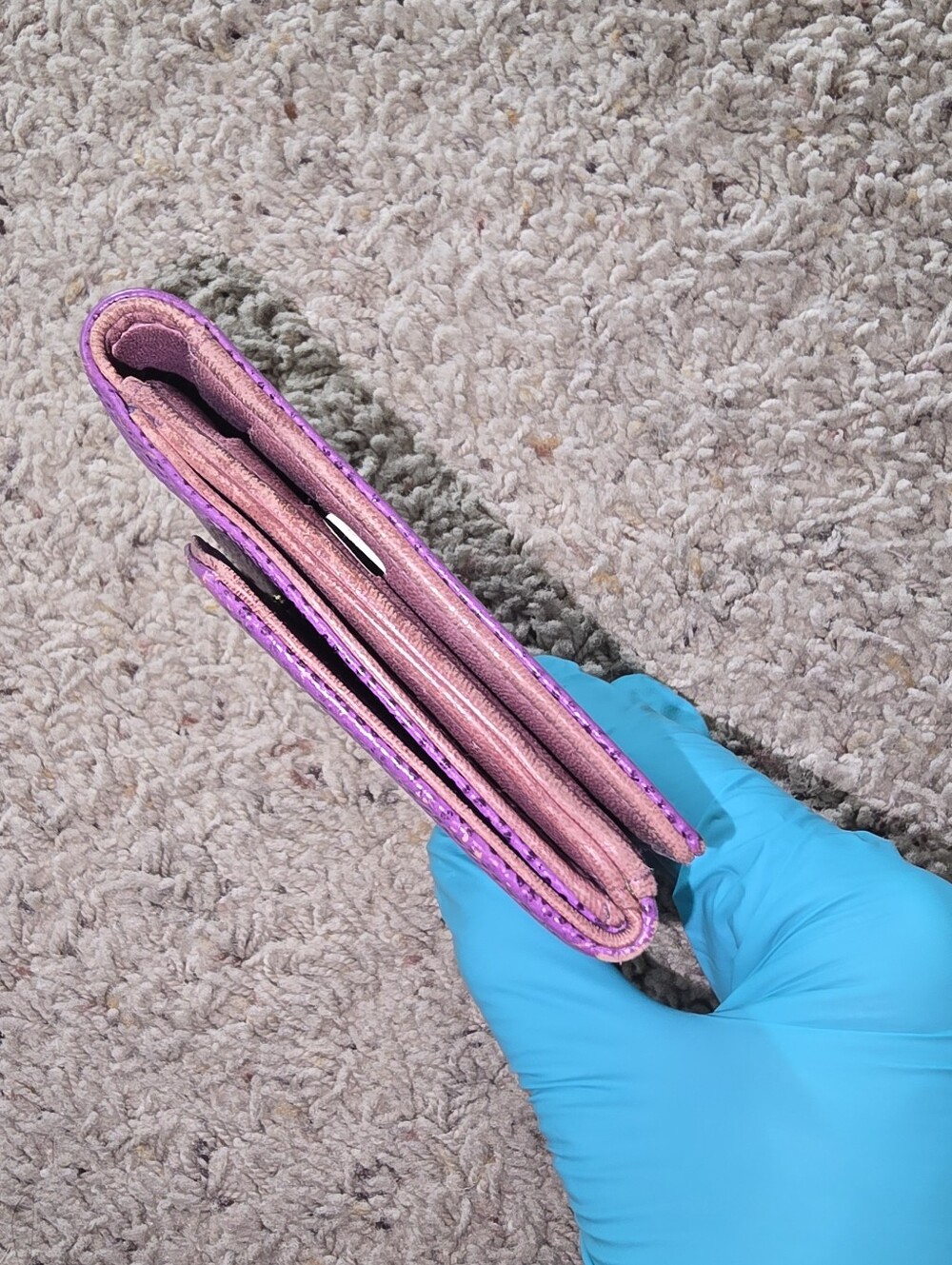 Chanel Purple Textured Leather Wallet - Picture 11 of 16